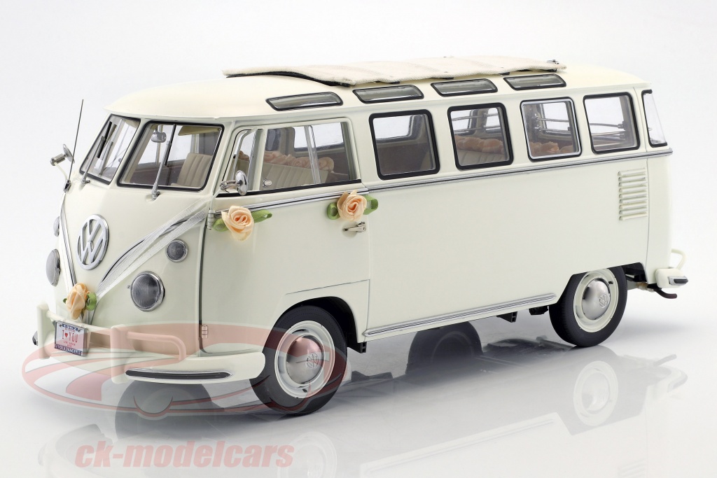Volkswagen VW T1 Samba Bus year 1962 Wedding version white 1:12 SunStar