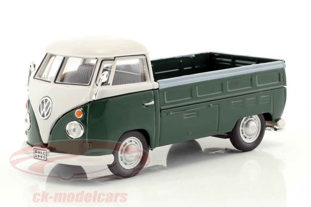 Volkswagen VW T1 Pick Up Bouwjaar 1960 donkergroen / wit 1:43 Cararama