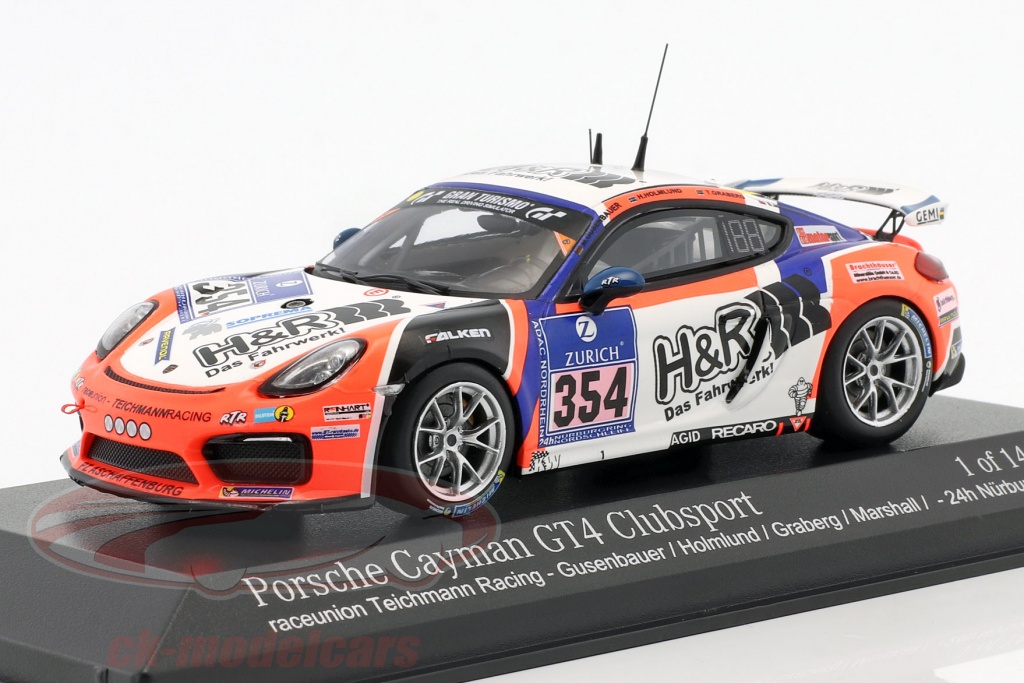 Porsche Cayman GT4 Clubsport #354 24h Nürburgring raceunion Teichmann Racing 1:43 Minichamps