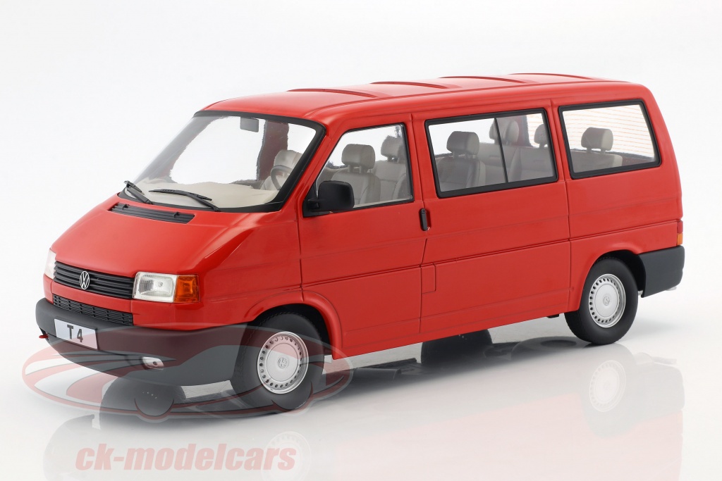Volkswagen VW T4 bus Caravelle Bouwjaar 1992 rood 1:18 KK-Scale