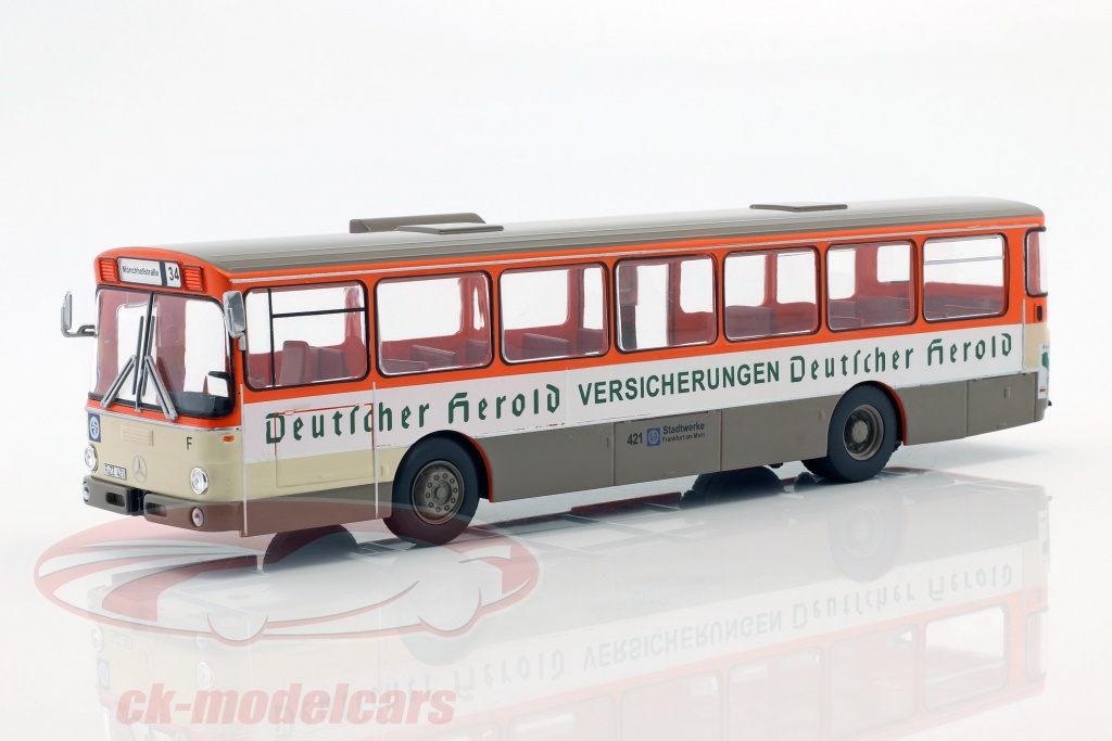 Mercedes-Benz O305 autobus Deutscher Herold anno di costruzione 1979 arancione / bianco / beige 1:43 Altaya