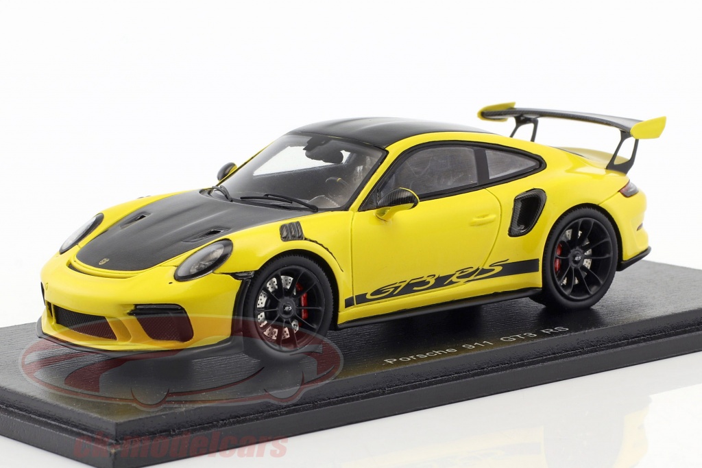 Porsche 911 (991 II) GT3 RS Weissach Package 2018 gelb / schwarz 1:43 Spark