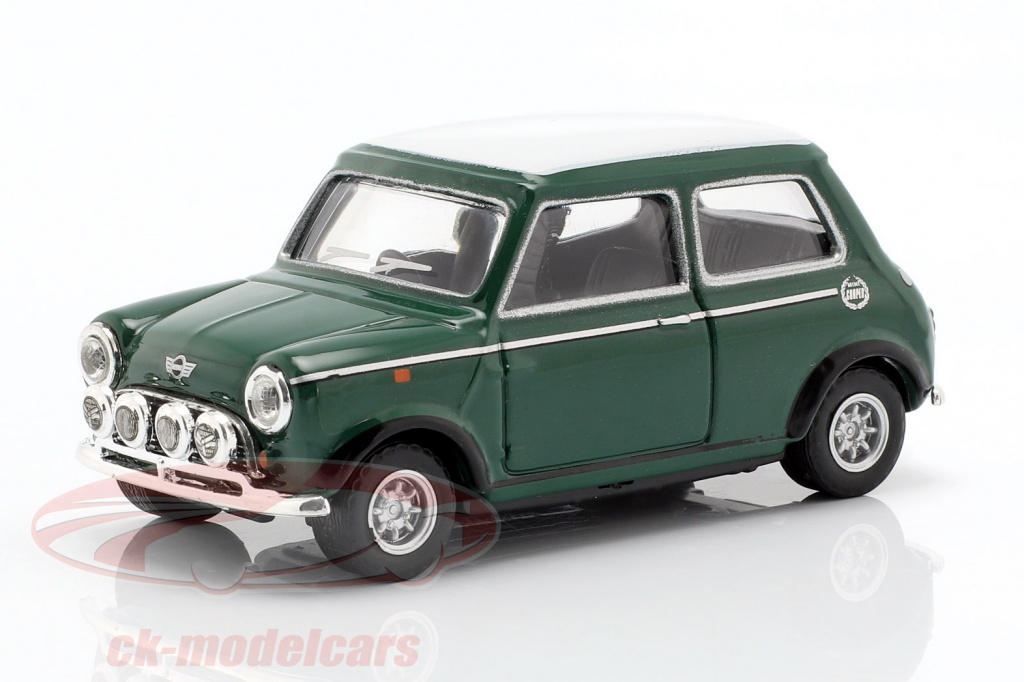 Mini Cooper mit Zusatzscheinwerfern grün / weiß 1:43 Cararama