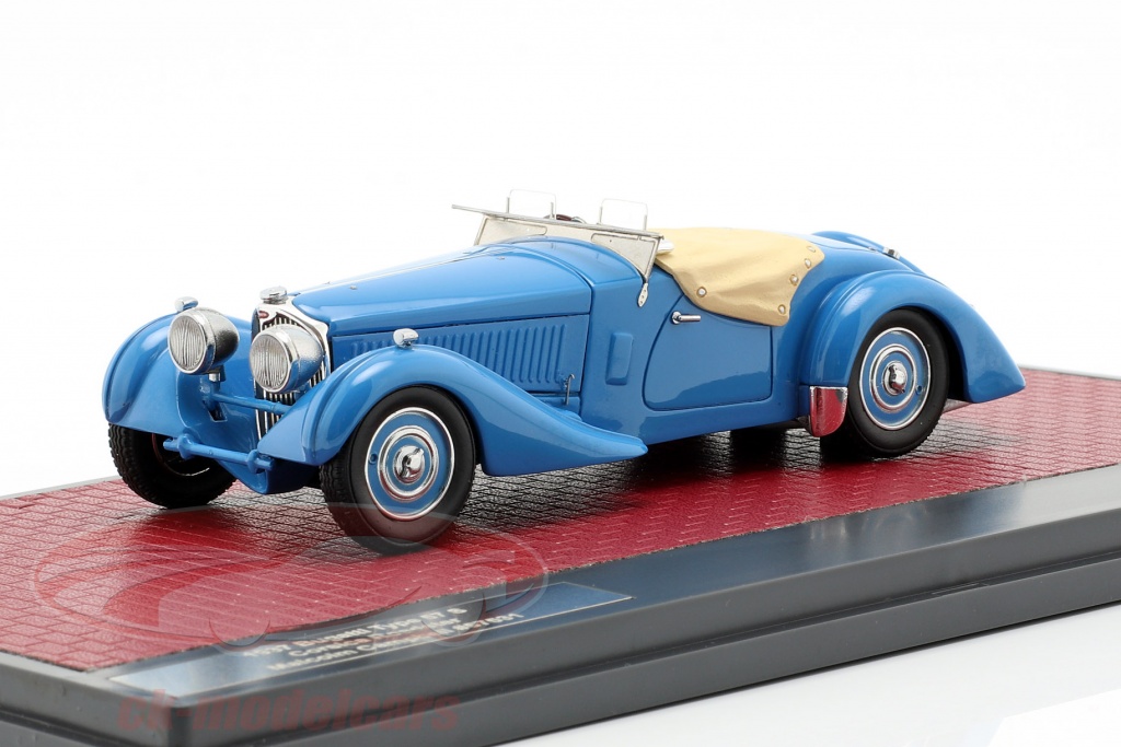 Bugatti Type 57 S Corsica Roadster M. Campbell geholpen open screensaver Bouwjaar 1937 blauw 1:43 Matrix