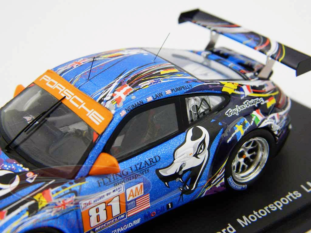 Miniature Spark Porsche 997 GT3 RSR Flying Lizard N°81, Le Mans 2011, échelle 1:43