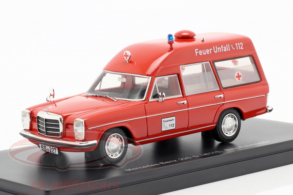 Mercedes-Benz 220D (W115) Binz ambulância vermelho 1:43 Neo