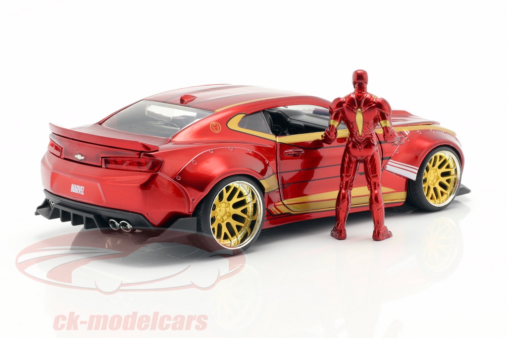 Voiture Miniature JADA The Avengers - Chevrolet Camaro 2016 1:32 Rouge Avec Figurine Iron Man - Réf. 30309
