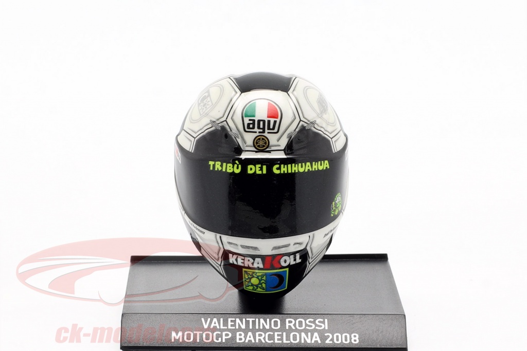 Valentino Rossi Barcelona GP World Champion MotoGP 2008 AGV Helm 1:10 Minichamps