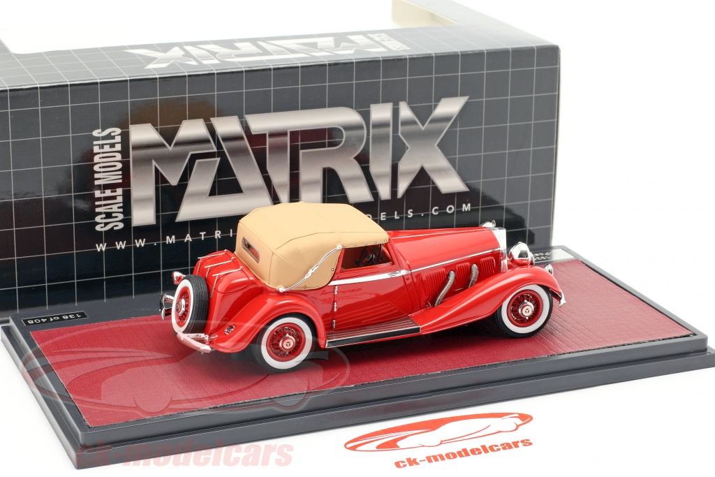 Miniature Mercedes 500 K DHC Corsica Rouge 1935 – Matrix 1/43, Neuve