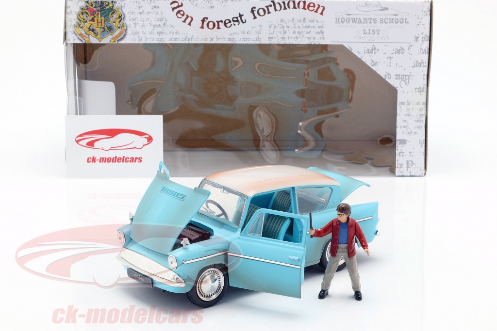 blue ford anglia toy car