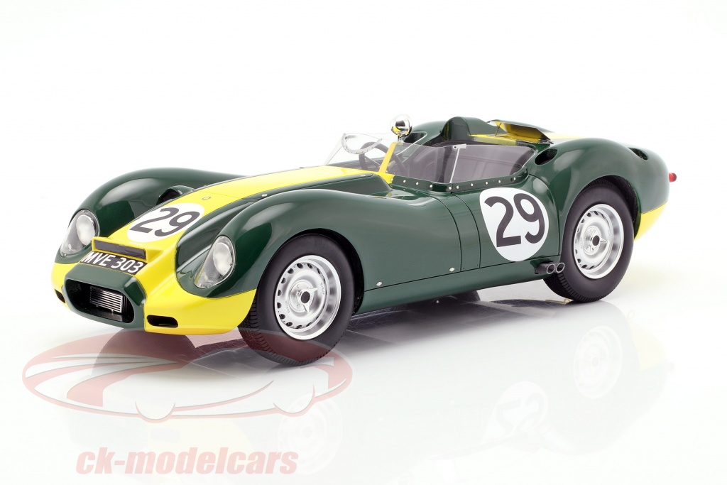 Jaguar Lister #29 gagnant Daily Express Sports Car Race Silverstone 1958 Moss 1:18 Matrix