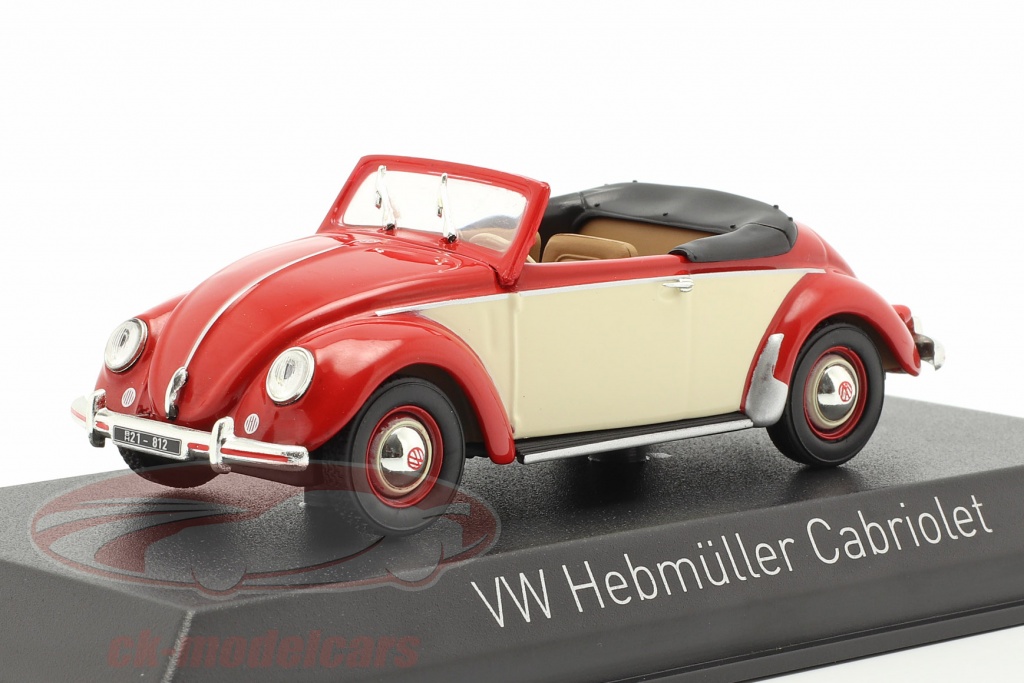 Volkswagen VW Hebmüller Cabriolet Opførselsår 1949 rød / creme hvid 1:43 Norev