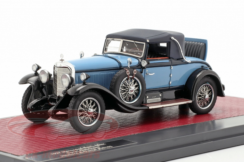 Mercedes-Benz 630K Sport Cabriolet Hibbard et Darrin fermé année de construction 1927 bleu 1:43 Matrix