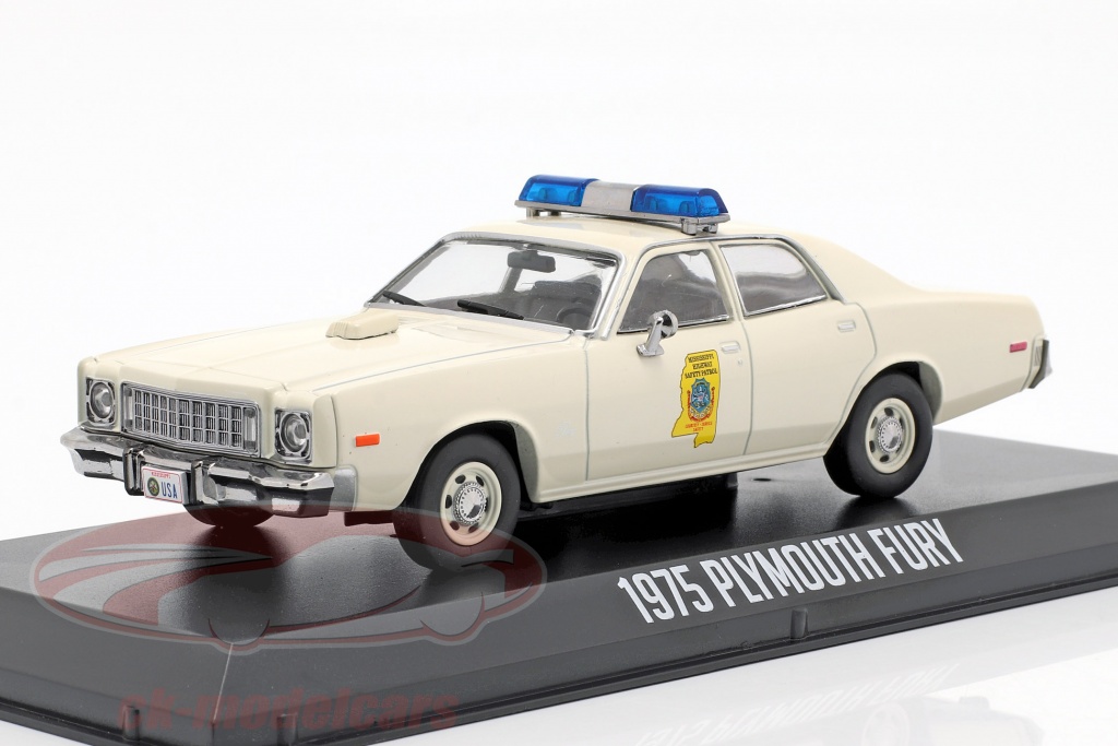 Plymouth Fury Mississippi Highway Patrol Smokey and the Bandit 1977 weiß 1:43 Greenlight
