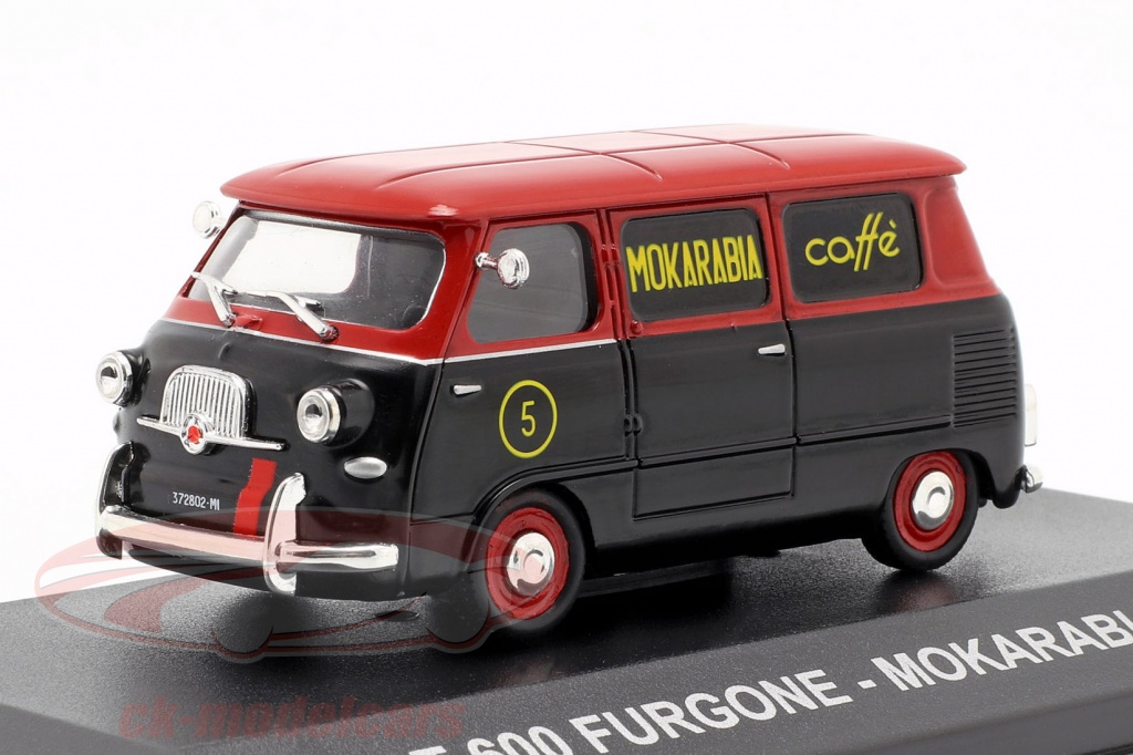 Fiat 600 van Mokarabia ano de construção 1958 vermelho / preto 1:43 Altaya