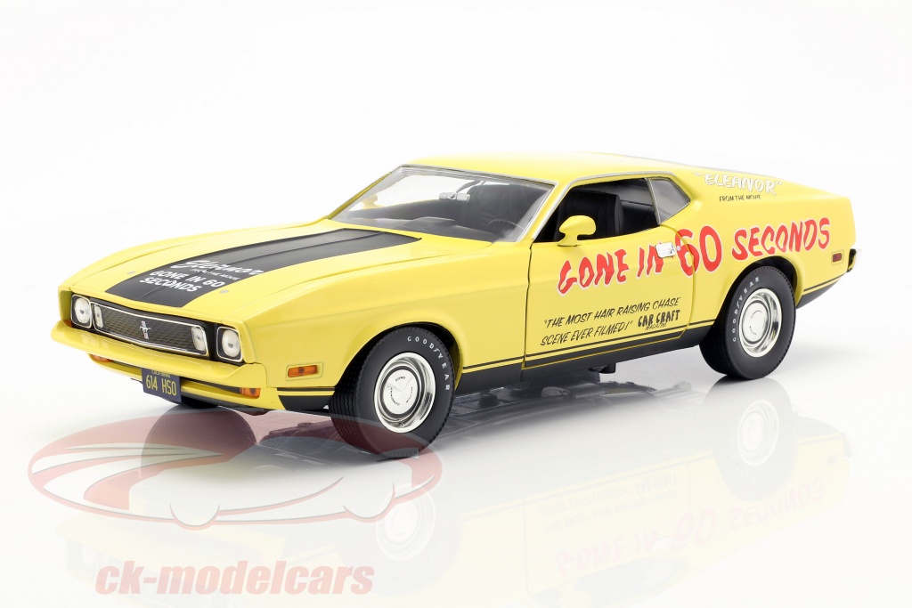 Ford Mustang Mach 1 Eleanor film Gone in 60 Seconds (1974) geel 1:18 Greenlight