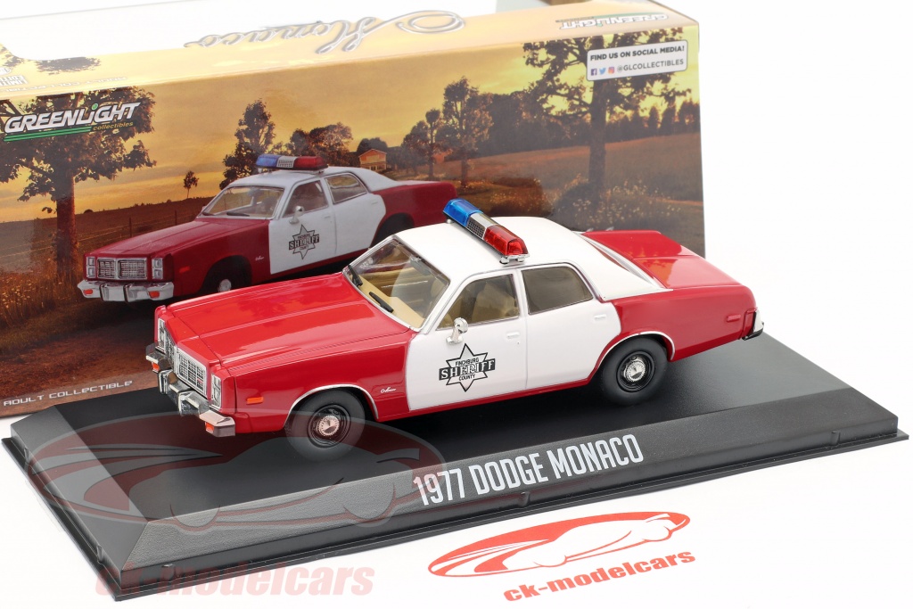 Greenlight 1 43 Dodge Monaco Finchburg County Sheriff 1977 Rood Wit 86573 Model Auto 86573 819725029827