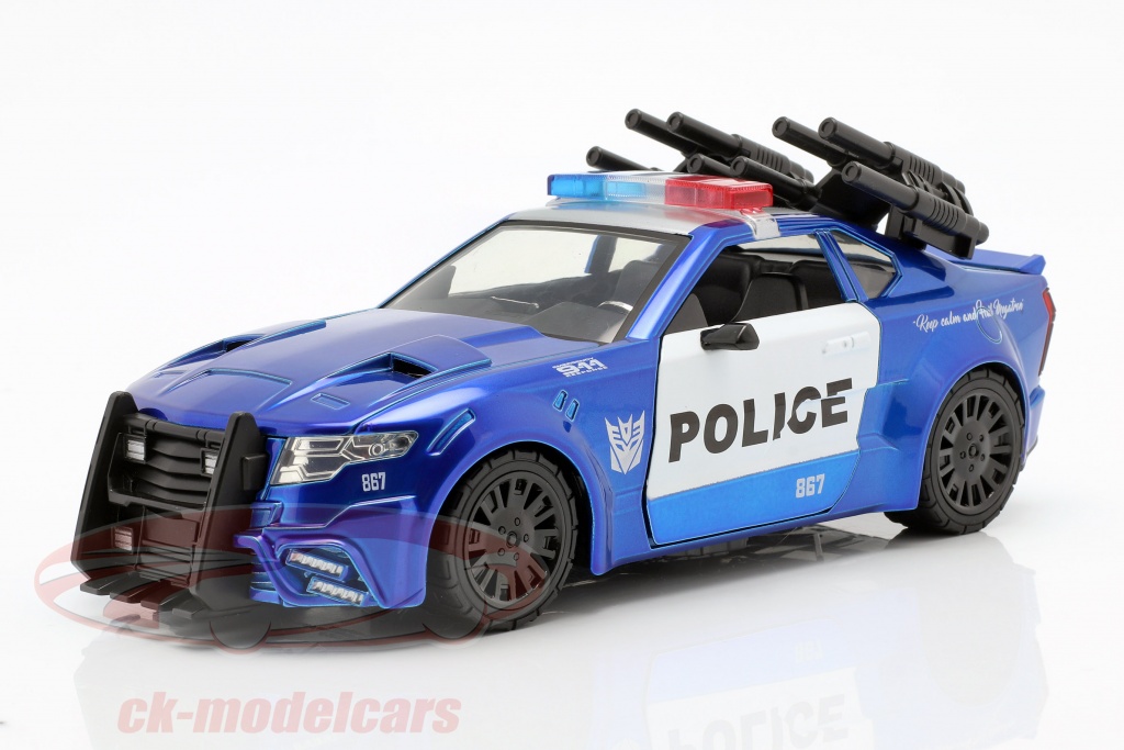 Barricade Police Car year 2016 Movie Transformers 5 blue / White 1:24 Jada Toys