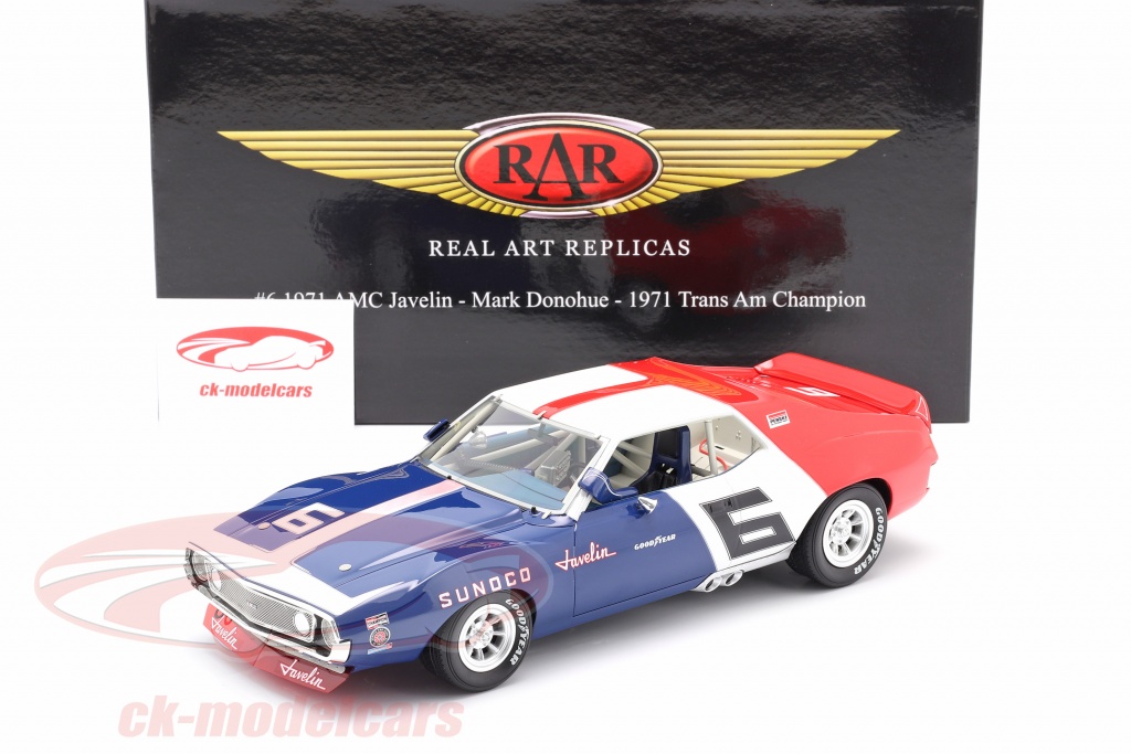 Real Art Replicas 118 AMC Javelin 6 Trans Am Campeão 1971 Mark