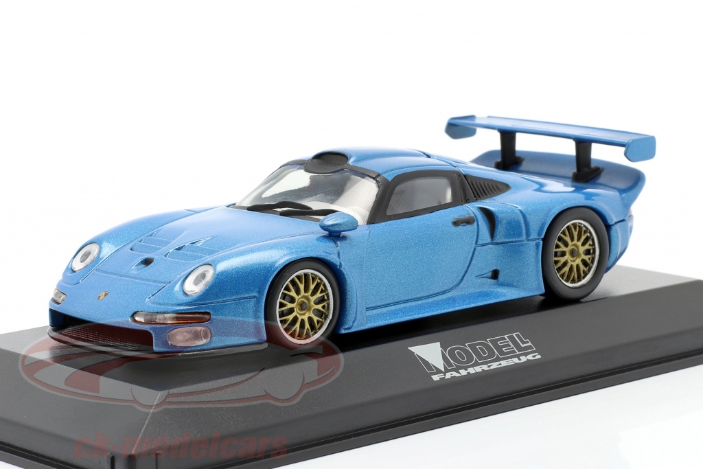 Porsche 911 GT1 Speciaal model tijdschrift Modellfahrzeug blauw metalen 1:43 Minichamps