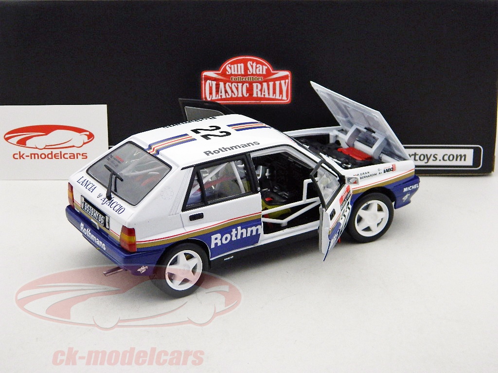Diecast model cars Lancia Delta HF Integrale 1/18 Sun Star HF Integrale no. 22 redhmans tour de corse 1990 p.bernardini / p.dran