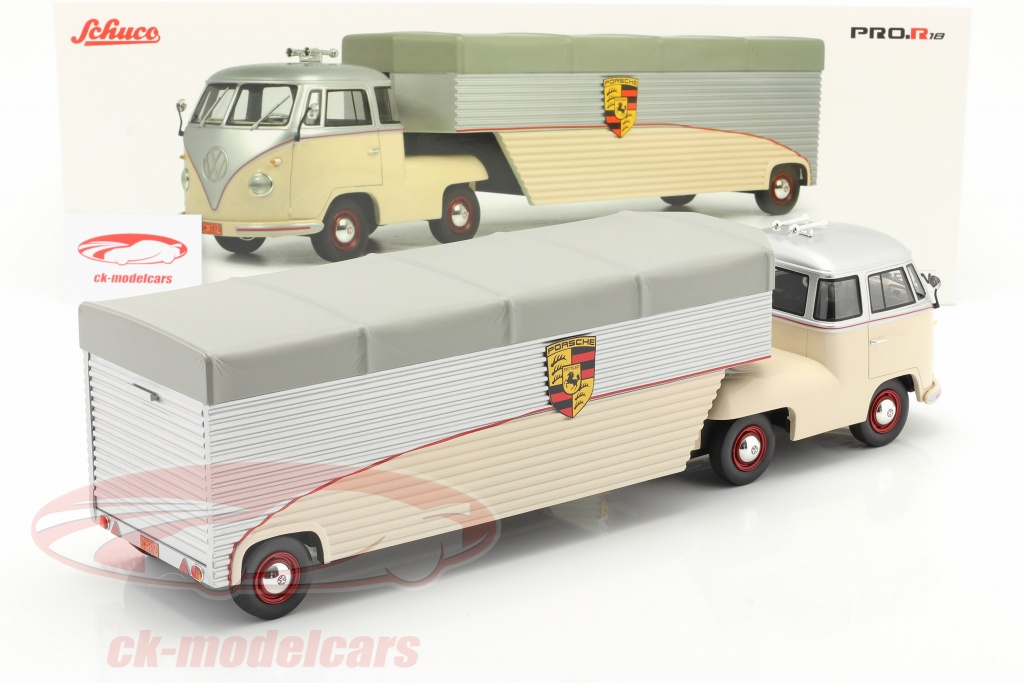ausverkauft | Schuco 450007700 VW T1 Bunker mit Porsche 550 | Standmodell 1:18 | Online kaufen bei Modellbau Härtle