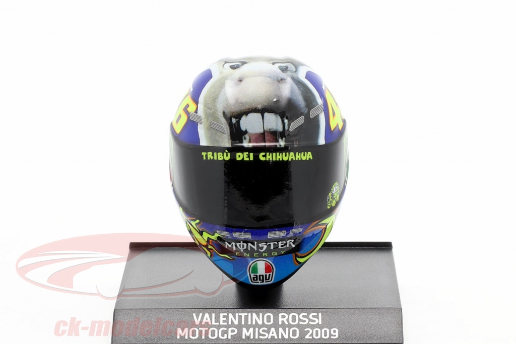 Valentino Rossi Winner Misano MotoGP World Champion 2009 AGV helmet 1:10 Minichamps
