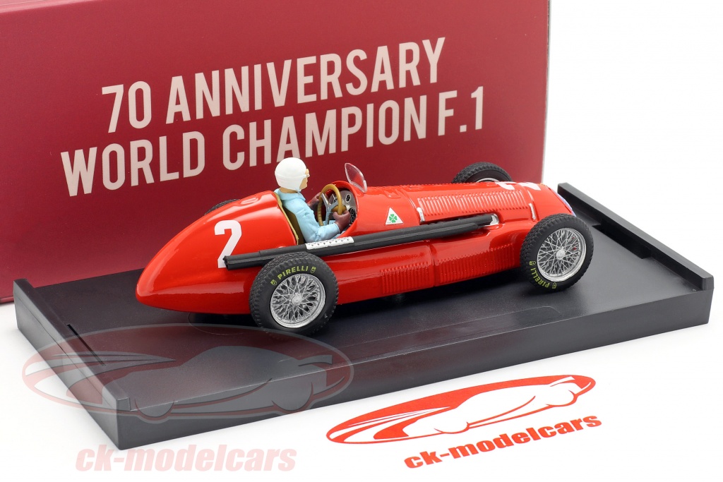 Miniature Brumm Alfa Romeo F1 158 #2 – Vainqueur GP D'Angleterre 1950 (Farina), 1/43 Avec Figurine