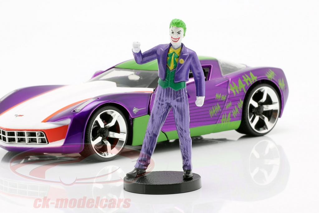 Joker Figurine Jada Toys Chevy Corvette Stingray 2009 Avec Figurine Joker 1:24 – JADA31199 – Collection DC Comics