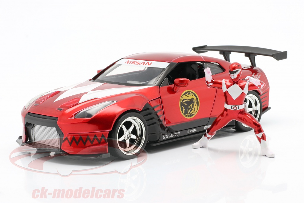 Nissan GT-R (R35) 2009 with figure Red Ranger Power Rangers 1:24 Jada Toys