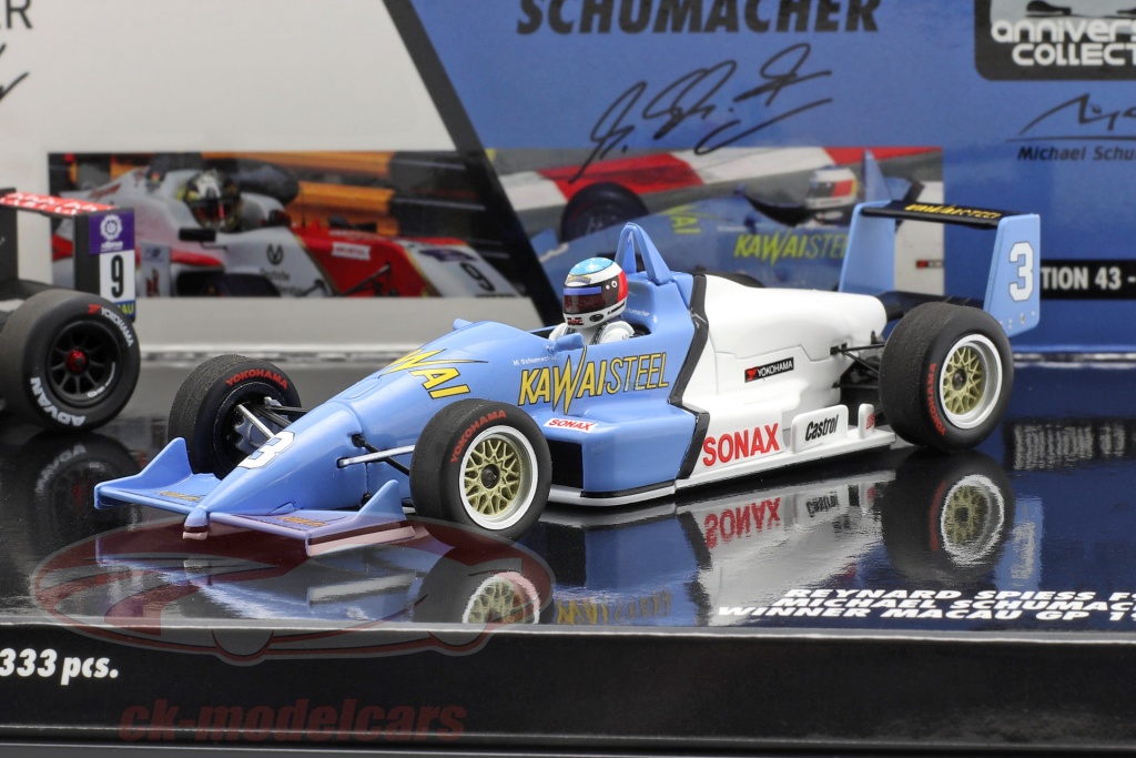 2-Car Set Michael & Mick Schumacher gagnant Macau F3 1990 & 2018 1:43 Minichamps