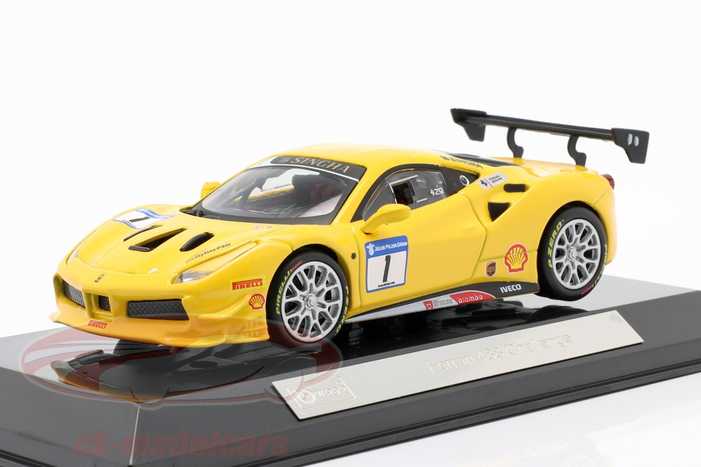Bburago Ferrari 488 Challenge Modellauto 1:24 - Gelbes Rennsport-Modell Für Sammler