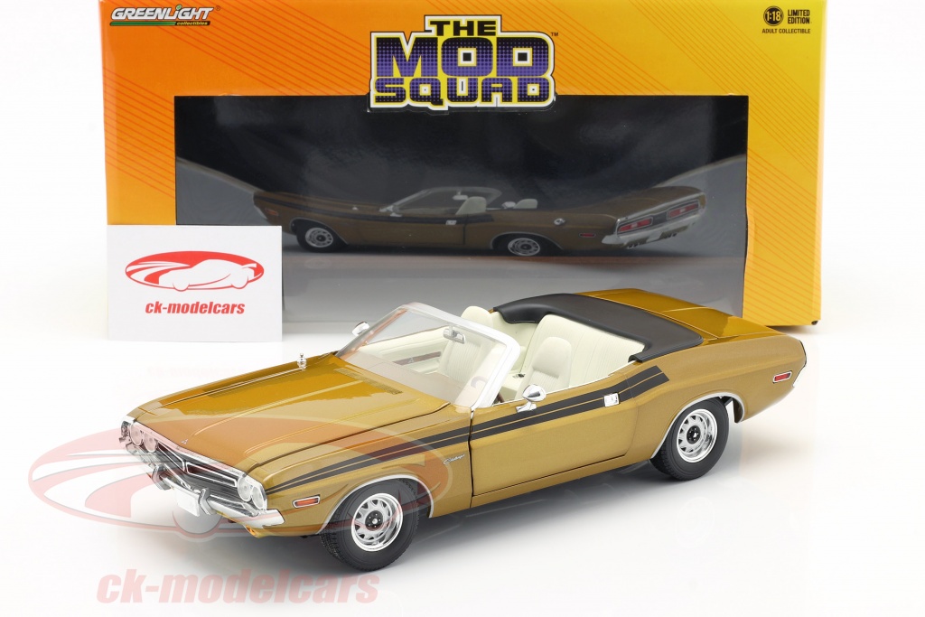 GreenLight 13566 - 1970 Dodge Challenger 340 Convertible Scala 1/18 Colore Oro - The Mod Squad