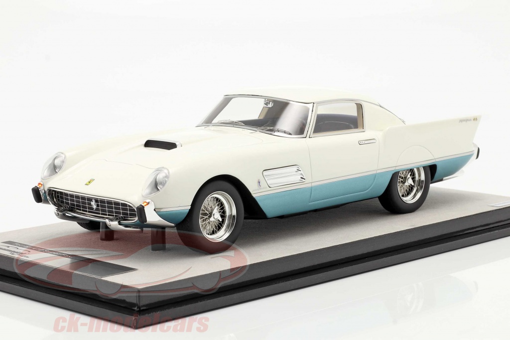 Ferrari 410 Superfast (0483SA) 1956 Branco / azul metálico 1:18 Tecnomodel