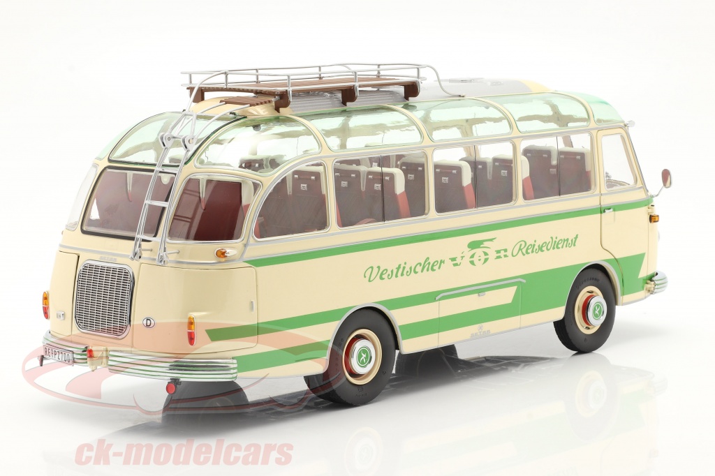 Setra S6 公共汽车 Vestischer Reisedienst 建设年份 1954-63 浅褐色的 / 绿色 1:18 Schuco