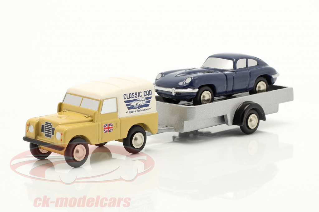 3-Car Set Land Rover com Reboque e Jaguar E-Type 1:90 Schuco Piccolo