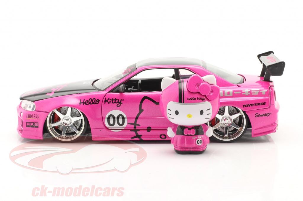 Jadatoys 1:24 Nissan Skyline GT-R (BNR34) 2002 Hello Kitty 粉色的 