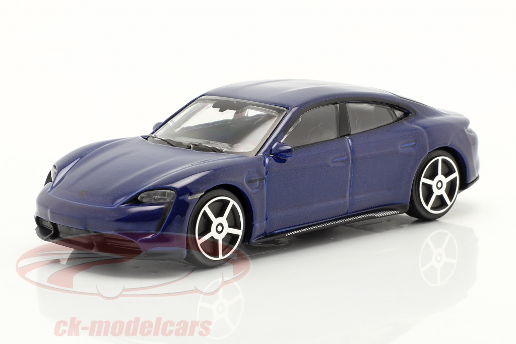 Bburago – Porsche Taycan Turbo S – Échelle 1/24 – Bleu Métal – Portes Ouvrantes – Métal Et Plastique