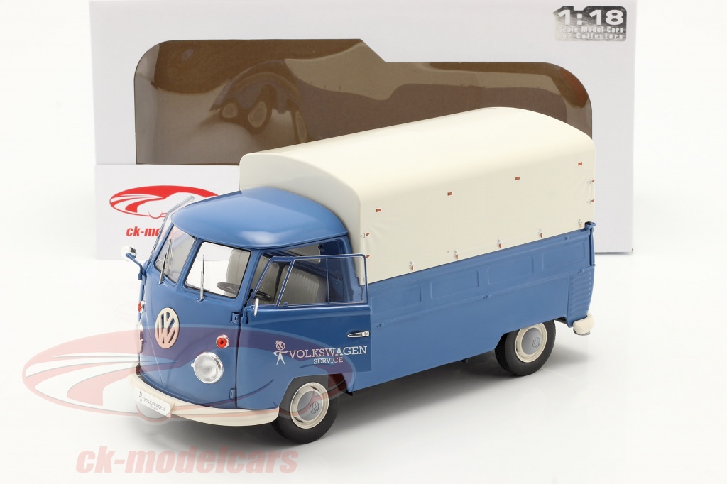 Modellino in miniatura Volkswagen T2 1/18 Schuco a Campingbus blu/bianco