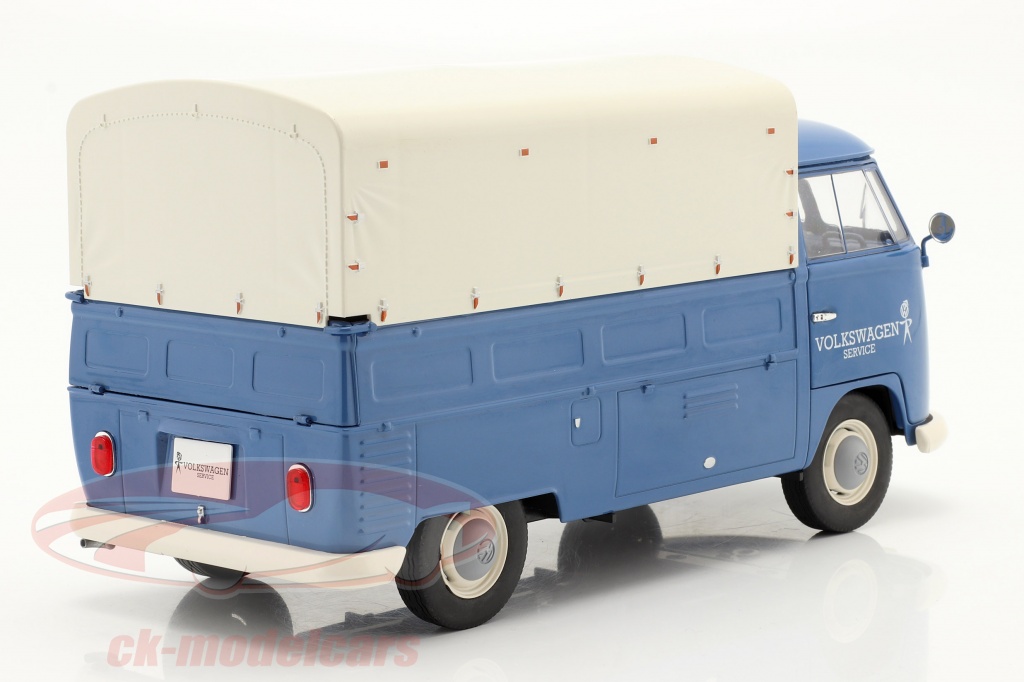 Solido 1:18 Volkswagen VW T1 Pick-Up Avec Couverture Volkswagen Service 1950 Bleu S1806702