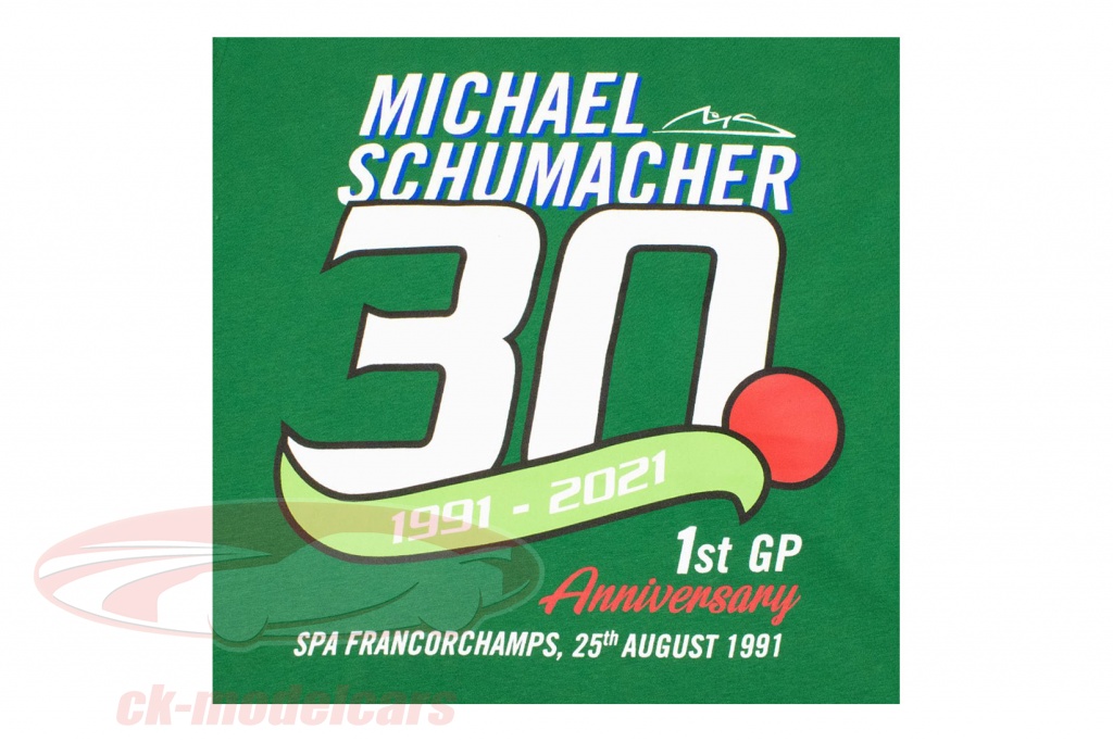 Michael Schumacher T-Shirt Première formule 1 GP Spa 1991 vert