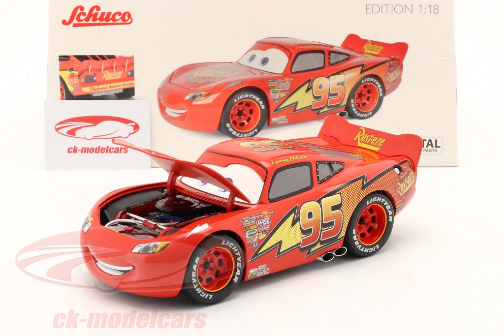 Schuco 1:18 Lightning McQueen #95 Disney Movie Cars red with showcase  450049000 model car 450049000 4007864058044