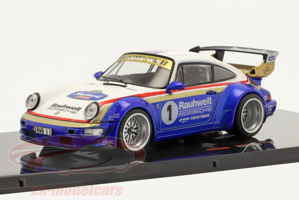 Porsche 911 (964) RWB Rauh-Welt Waikato #1 blau / weiß 1:43 Ixo 
