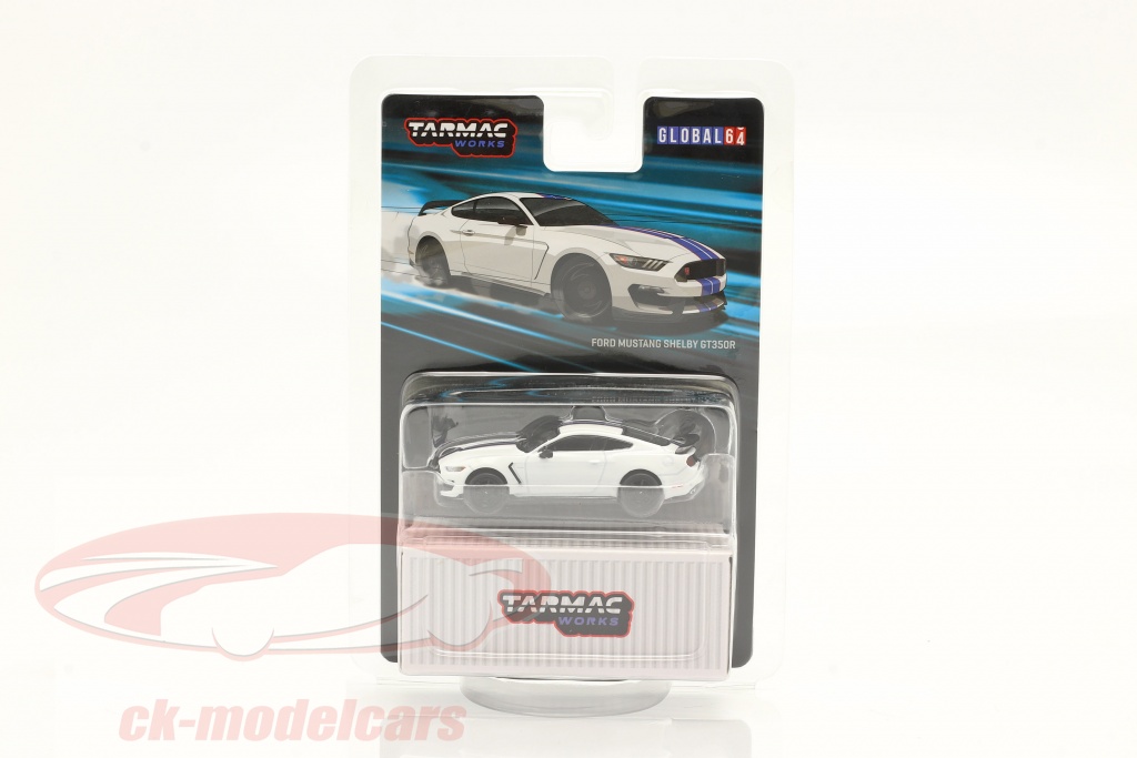 tarmac-works-1-64-ford-mustang-shelby-gt350r-blanche-bleu-t64-g011wh/