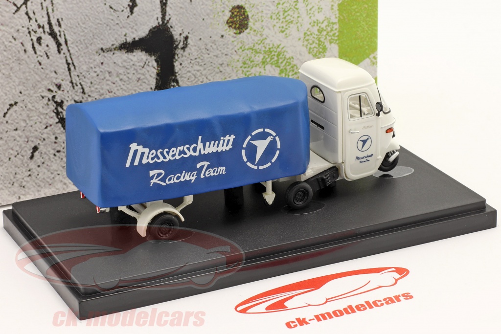 AutoCult 1/43 Piaggio Ape Pentaro 1948 – Assistance Course Messerschmitt – Résine Bleue