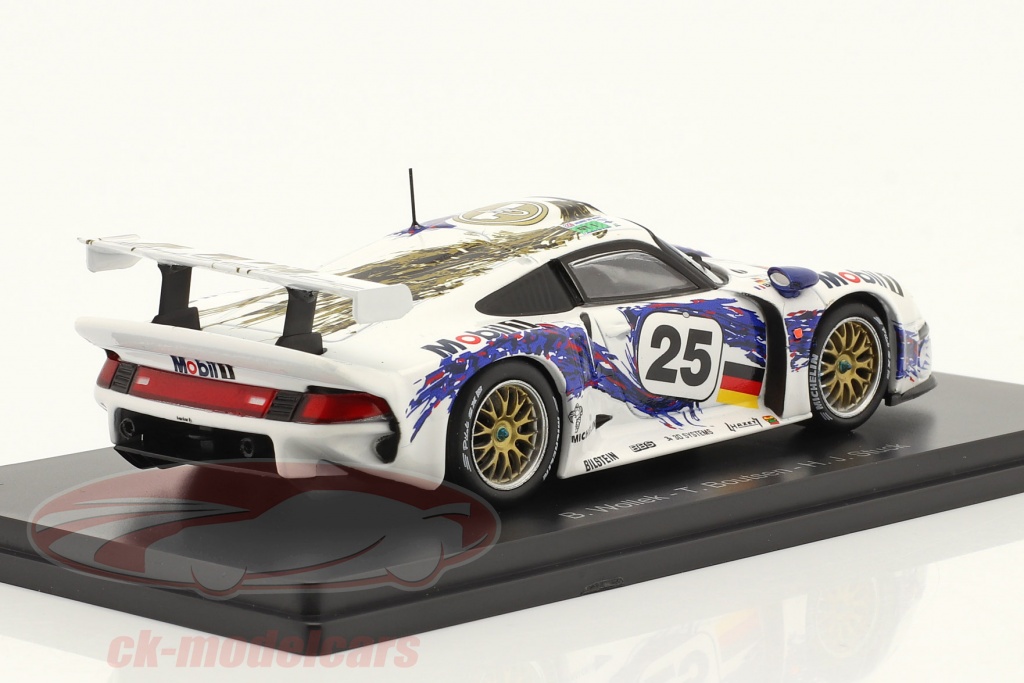 PORSCHE 911 GT1 LE MANS MOBIL 1 # 25 de 1996 BOUTSEN STUCK WOLLEK au 1/18 ANSON