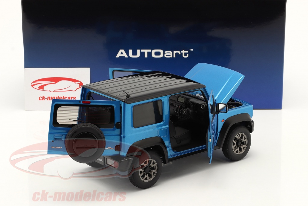 Modellino Auto Suzuki Jimny JB64 AUTOart 1:18 - Blu Metallizzato Con Tetto Nero