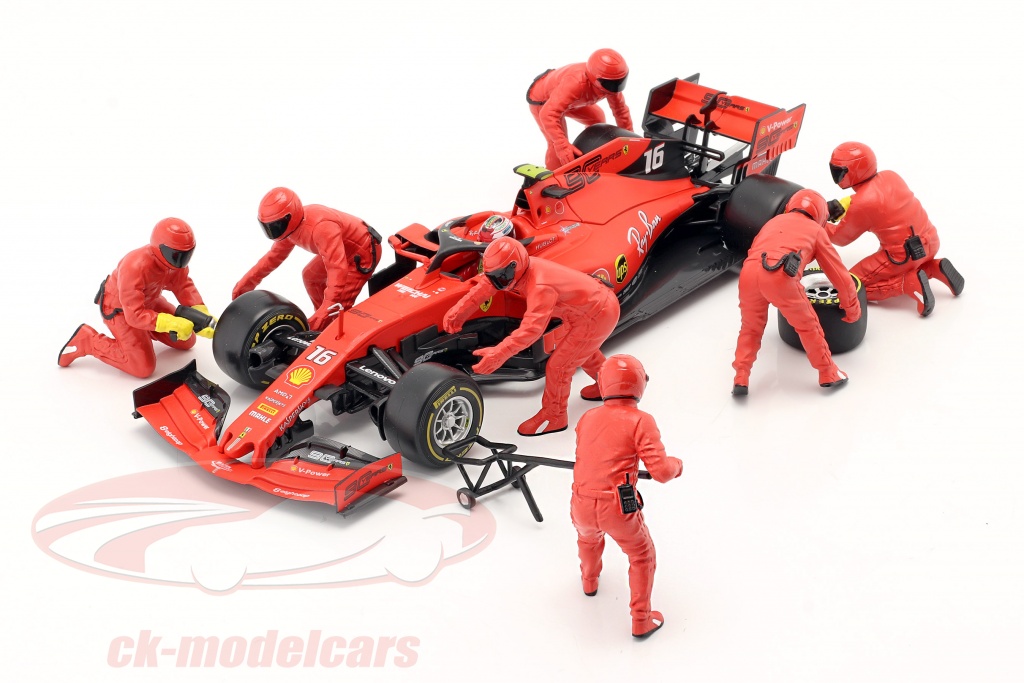 AMERICAN DIORAMA 1/18 - FIGURINES F1 Pit Crew Figures Set 3 Team Red