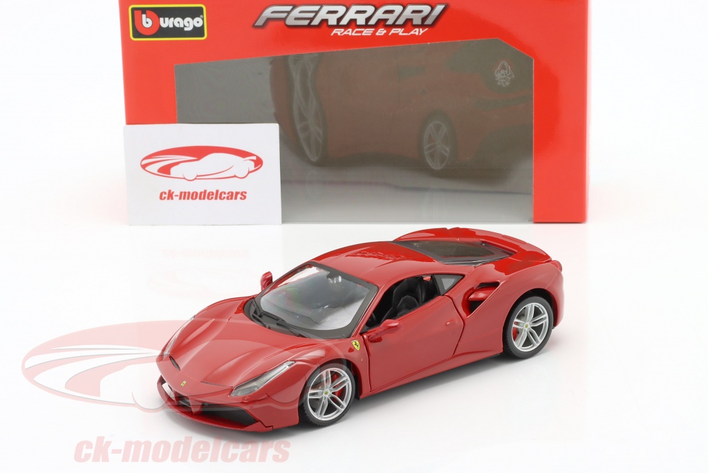 Miniature Burago Ferrari 488 GTB Rouge, échelle 1/18, Occasion