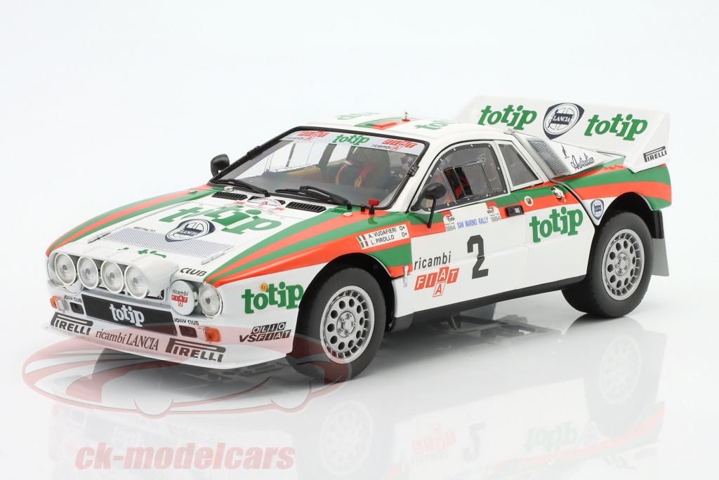 kyosho-1-18-lancia-rally-037-no2-vinder-rallye-san-marino-1984-vudafieri-pirollo-08306f/
